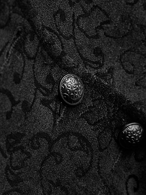 Black Vest Jacquard Steampunk Men's Vintage