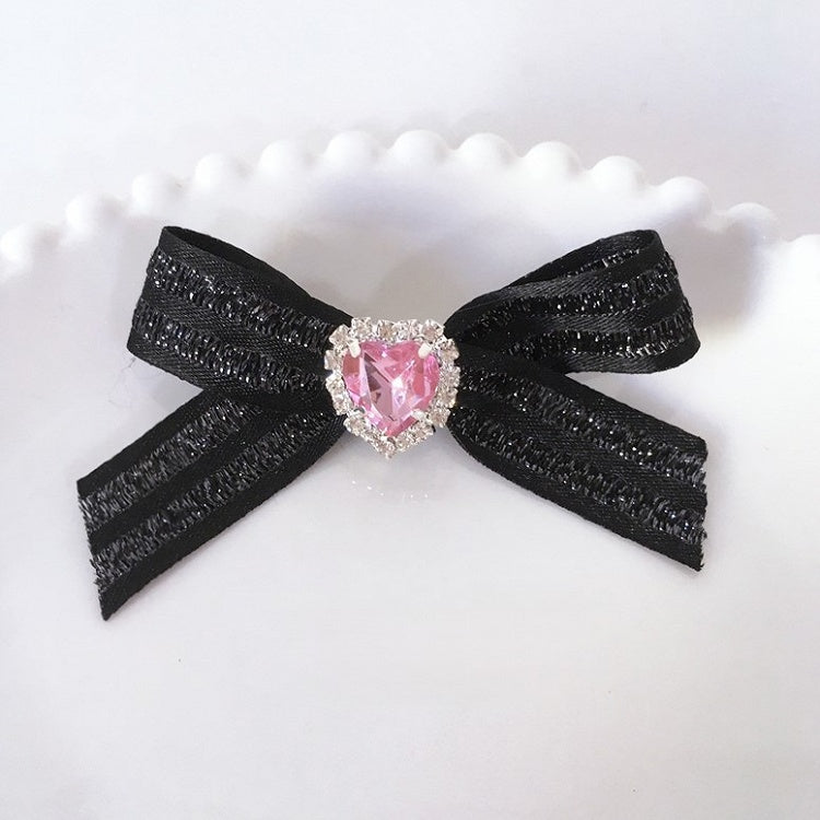 Hairclip Rhinestone Heart Ribbon with Pink Bow Colors 5