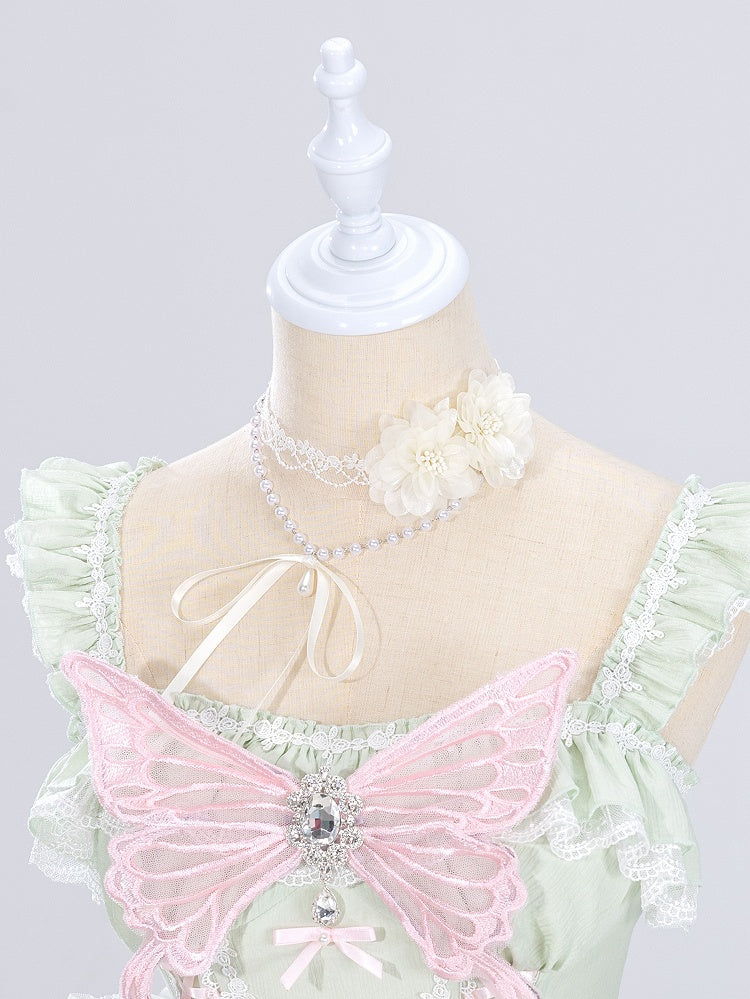 White Flower Choker with Bead Chain - DevilInspired Exclusive Collection