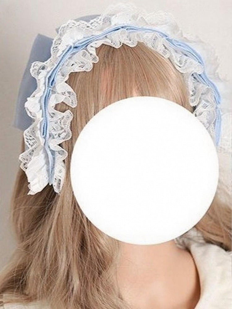 Lace KC Blue Lolita Detachable Light Sweet Bear White Ear