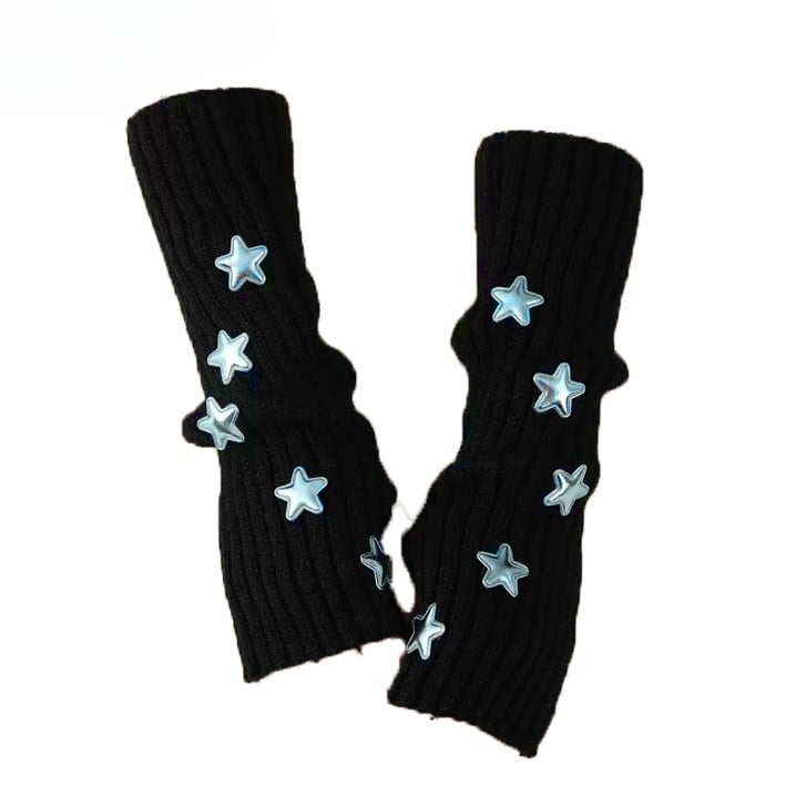 Star Black Gloves Decorated