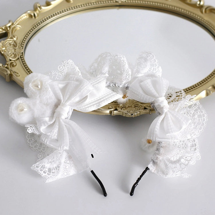 Lace Rabbit KC Bow (Elegant Sweet Ear Style) Shiro