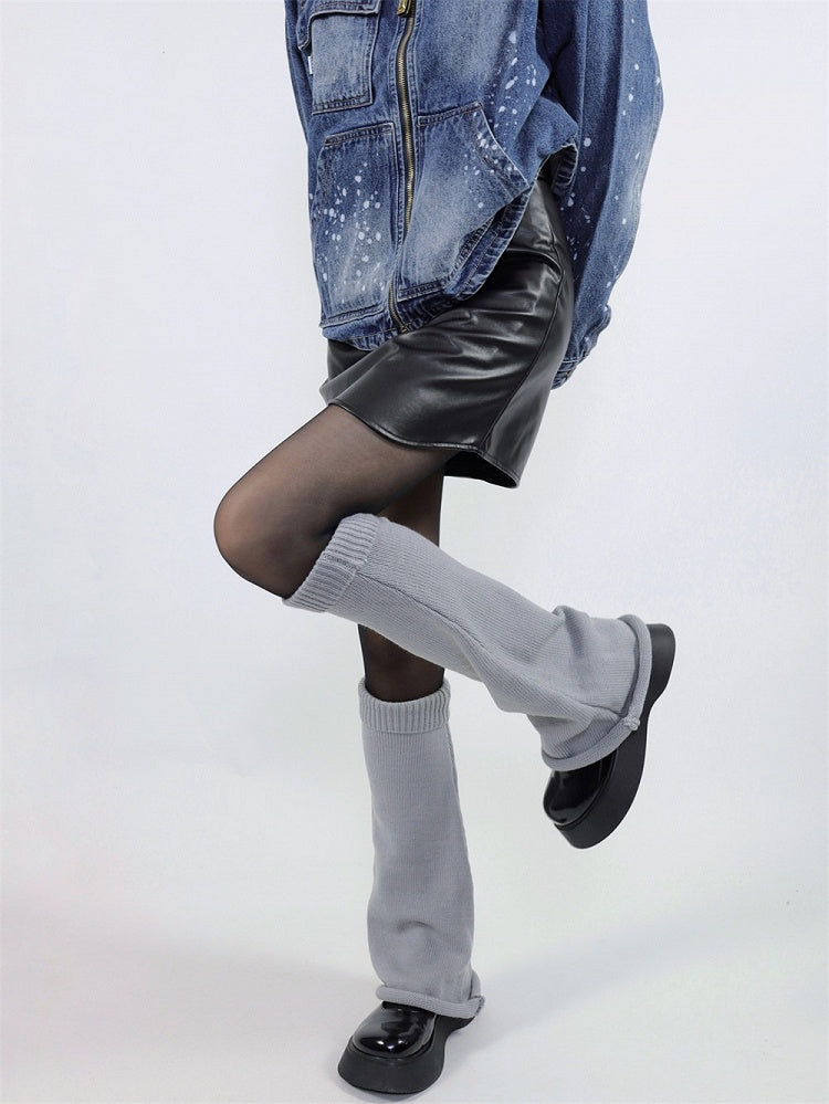 Warm Fashion Gray Y2K Warmers Leg Knit