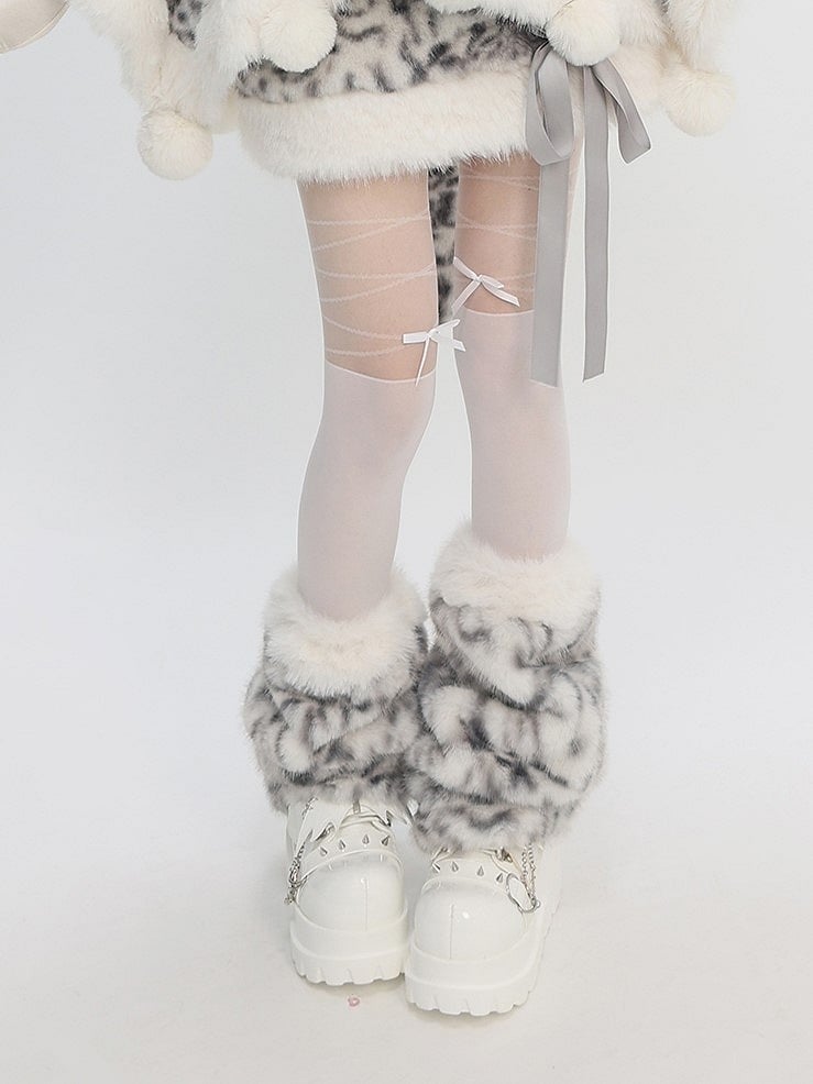 Bittersweet Print Gray Leopard Plush Leg Warmers