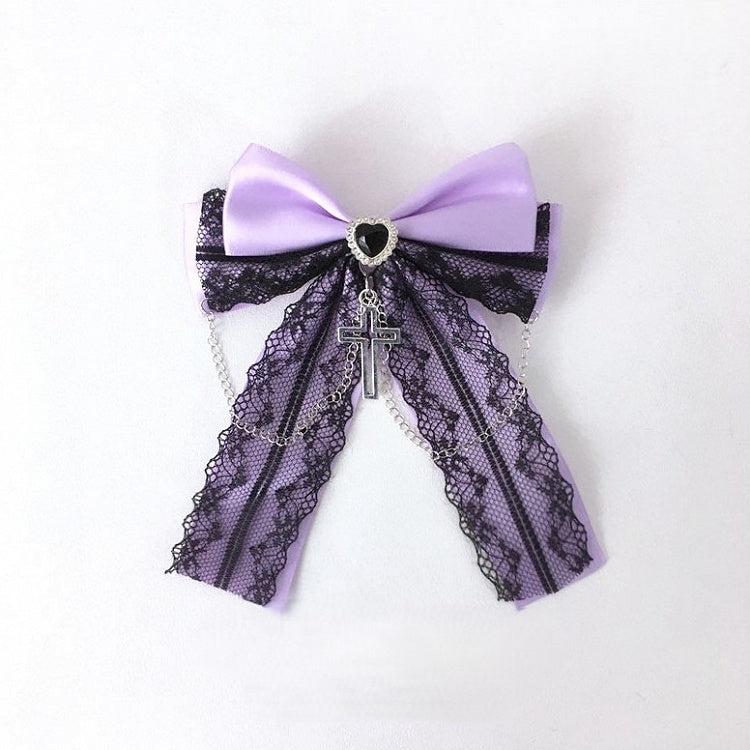 6 with Trim Lace Colors Heart Hairclip Accents Cross Black Rhinestone Bow Pendant