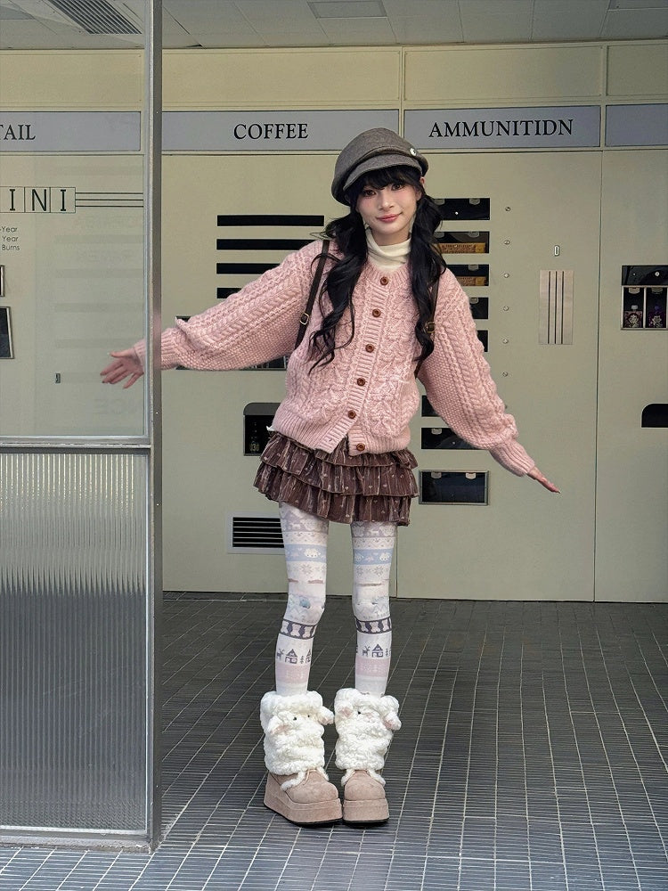 Pantyhose Pastel Cartoon Print Animal