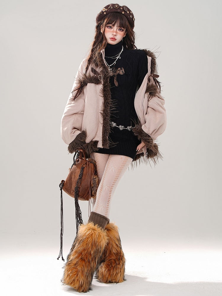 Black/Grey Cross Cutout Detail Turtle Neck Slim-fit Knit Dress