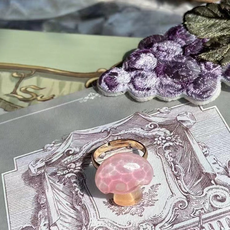 Ring Blau/Rosa Pilz verziert