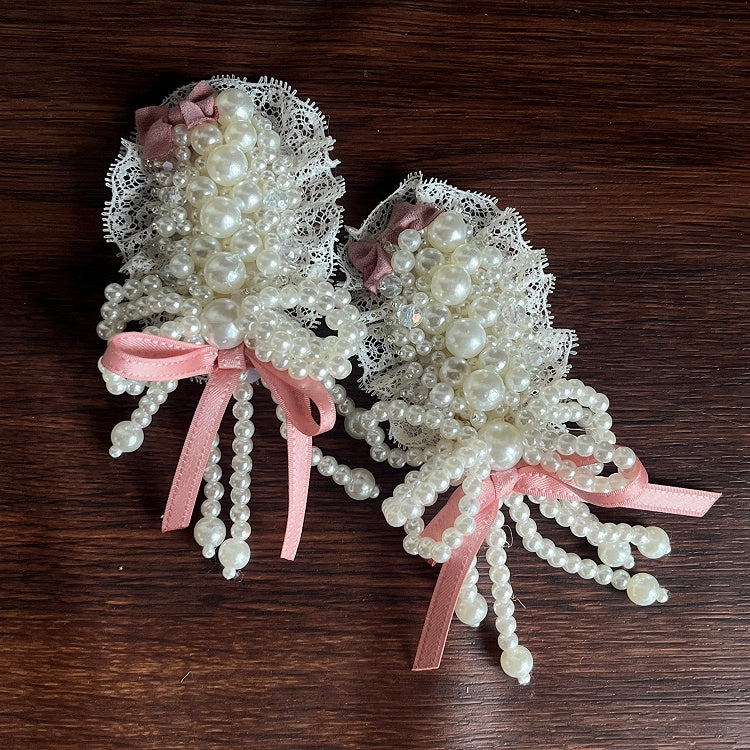 Hairclip Beaded White