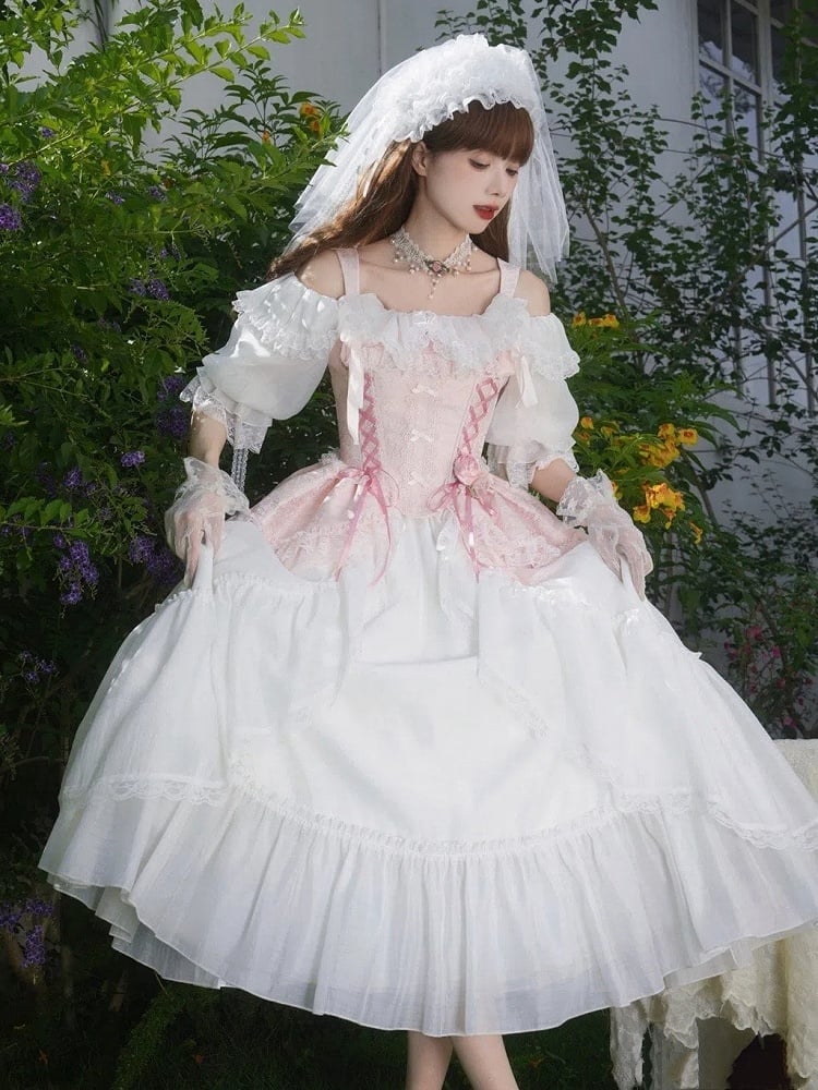 White Veil Hairband Flower Decoration Detachable with