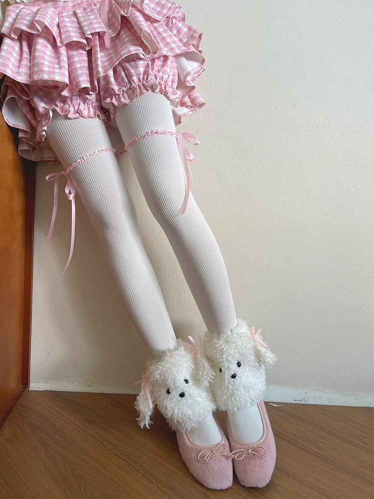 Leg Bow Pink Up Plush With Decor Ion At White Py-shaped Warmers P