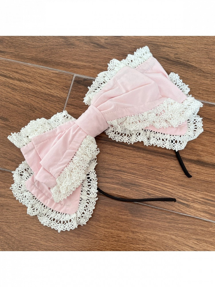 Black & Pink Bow KC with Lace Accents - Hana Studio