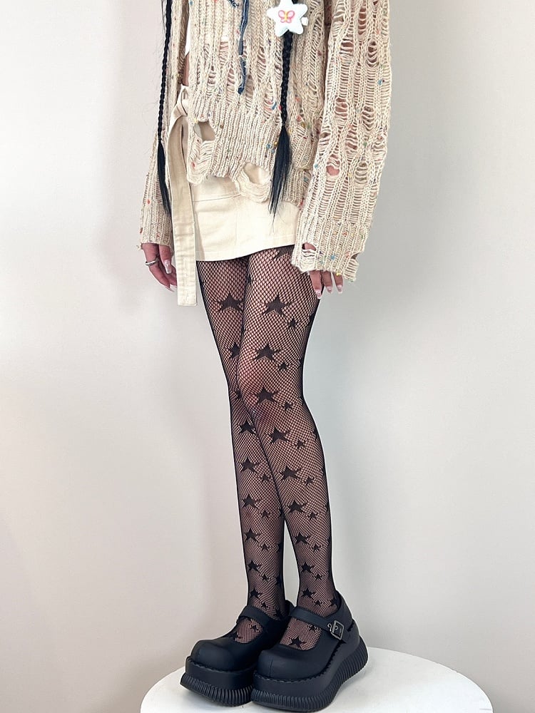 Star Small Large Black Pattern Tights