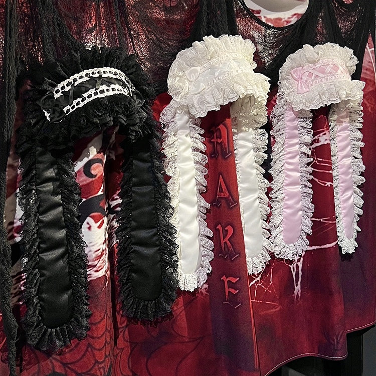 with Ear Lace Options White 3 Satin Color Headband Rabbit Lolita