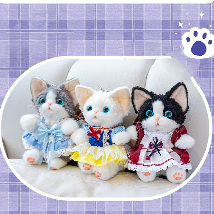 with Cute Accent Skirt Cat Devon Blue Keychain Black/Gray/White