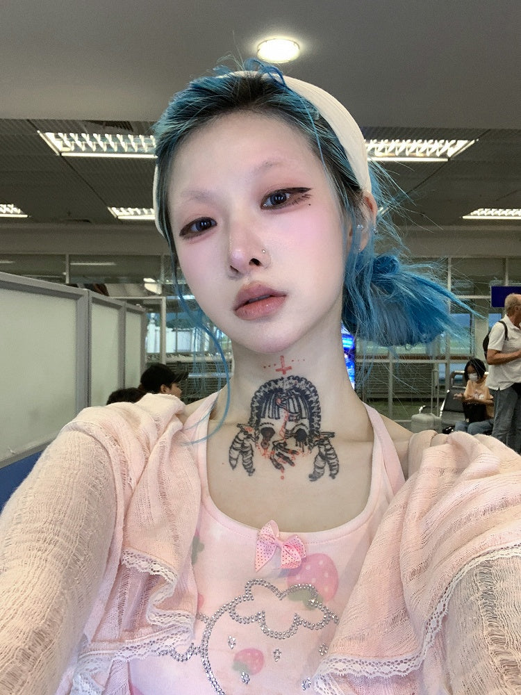 Ruffle Accents Semi-Sheer Trim Protection Pink Lace Sun Cascading Cardigan with