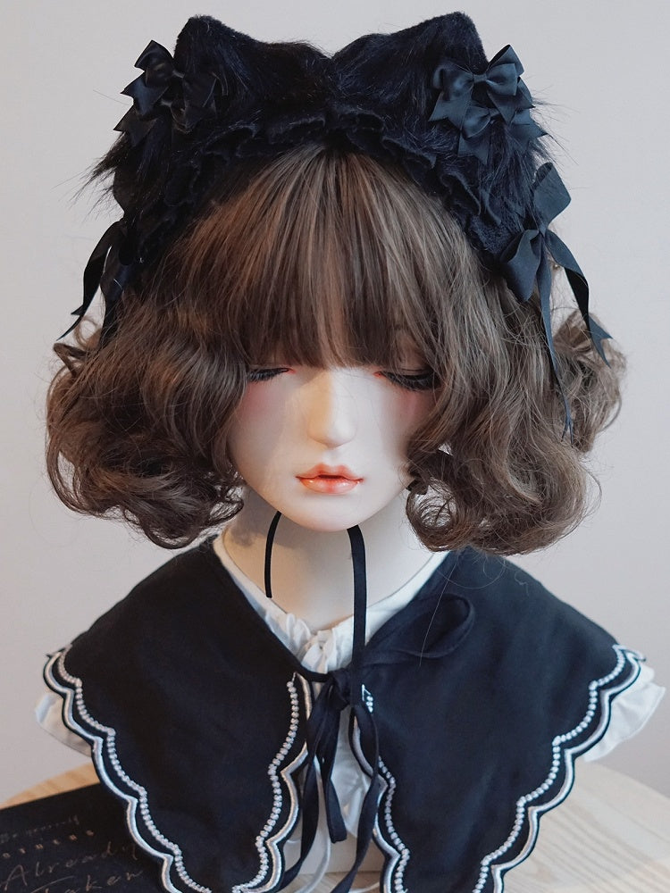 Black Hairband Trim Lace Bowknot Details