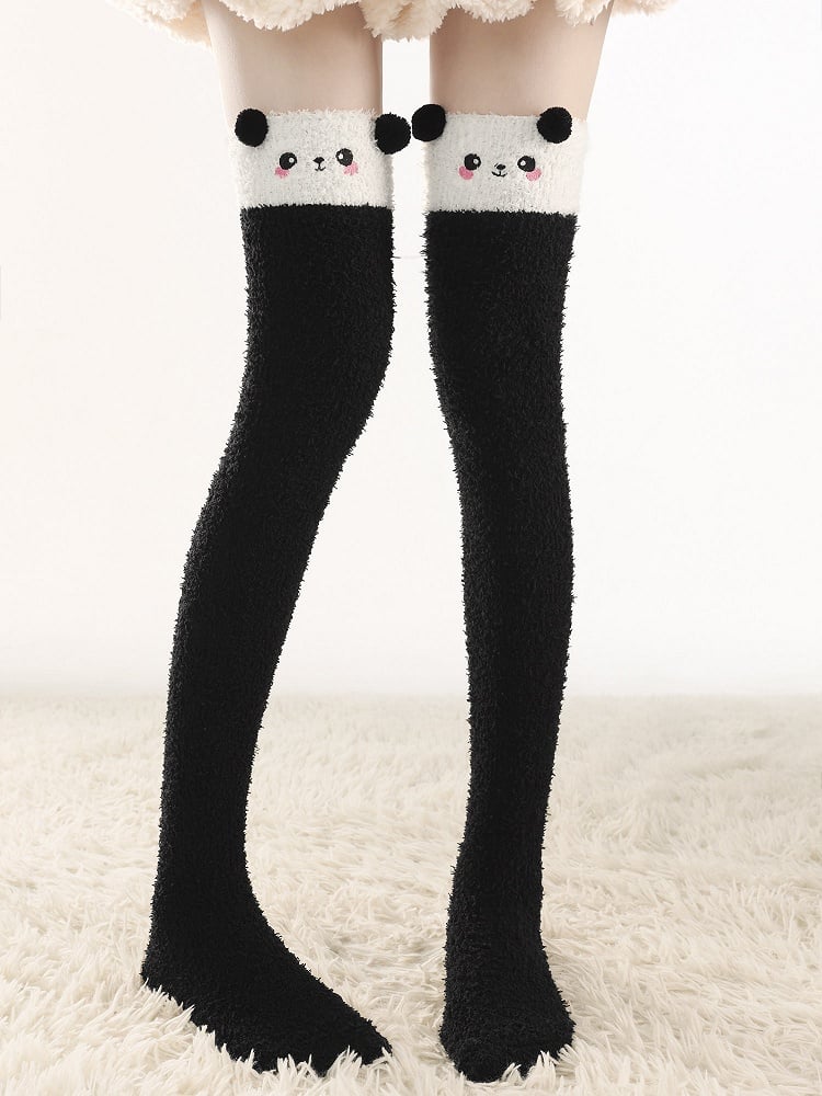 Stockings White Over-the-Knee Black 69cm Panda