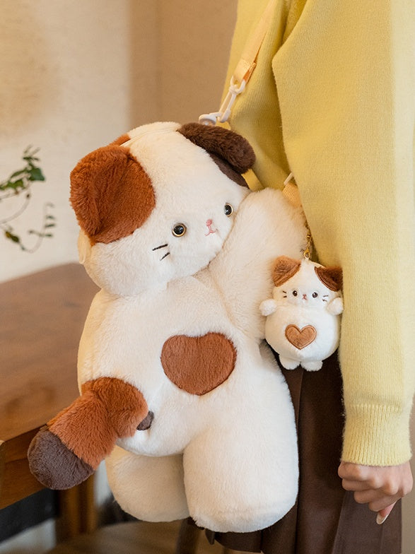 白いかわいい猫の形をしたぬいぐるみコインケースキーホルダー