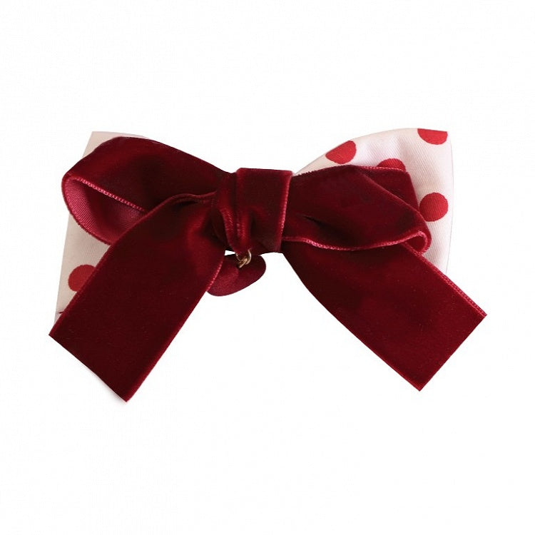 Bowknot Velvet Dot Sweet Polka Hairclip Lolita RedWhite