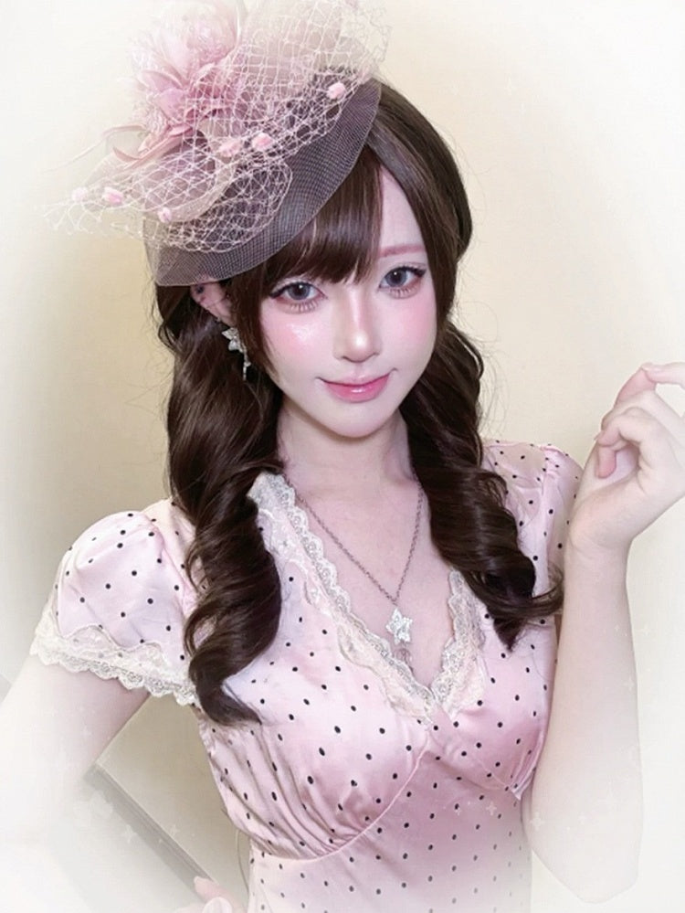 Dark Brown 65cm Curly Wig with Side-swept Bangs - Universe Opening