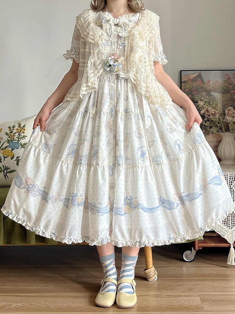 Beige Open Placket Dotted Tulle Top - Miss Point