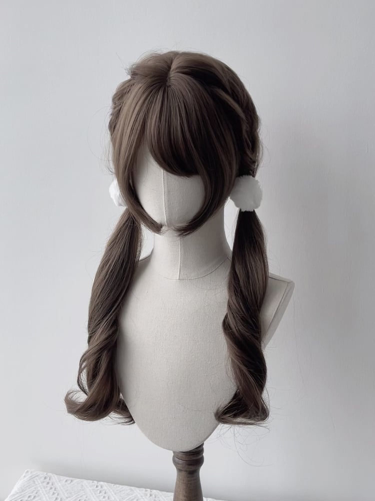 Full Wavy with Long Wig Light Brown Bangs 70CM