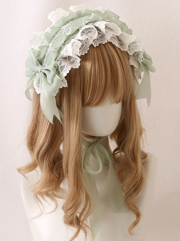 Fresh Lace Lolita Hairband White Sweet Green