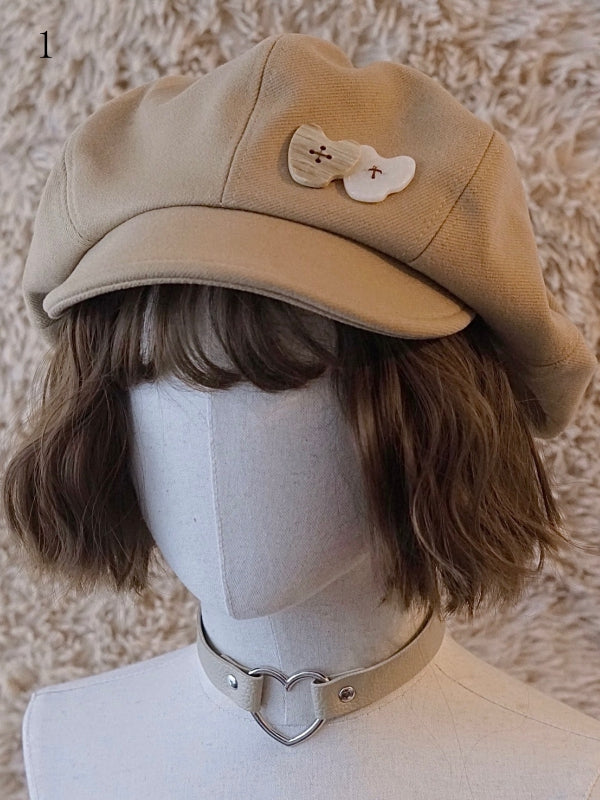 ボトンカーキ帽子ベレー帽装飾