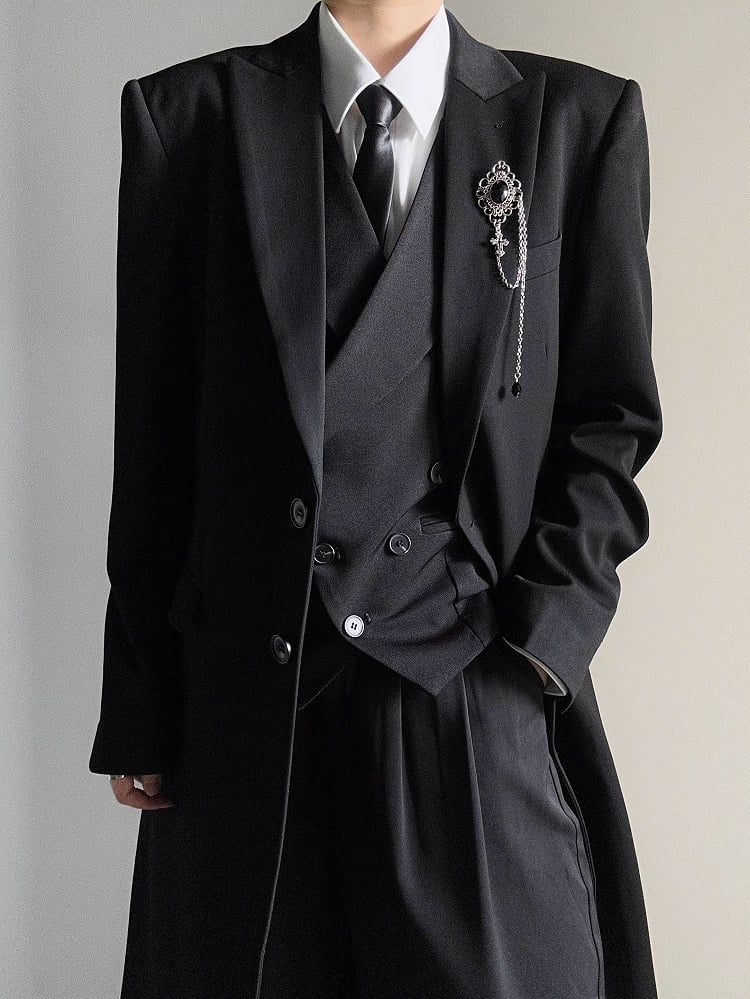 Ouji Lolita Black Zip-Up Tie with Arrowhead Tip