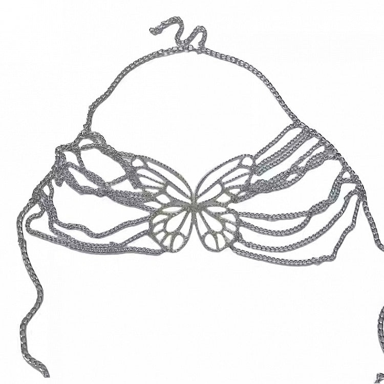 チェーンチェスト ギャルファッション バタフライ シルバー