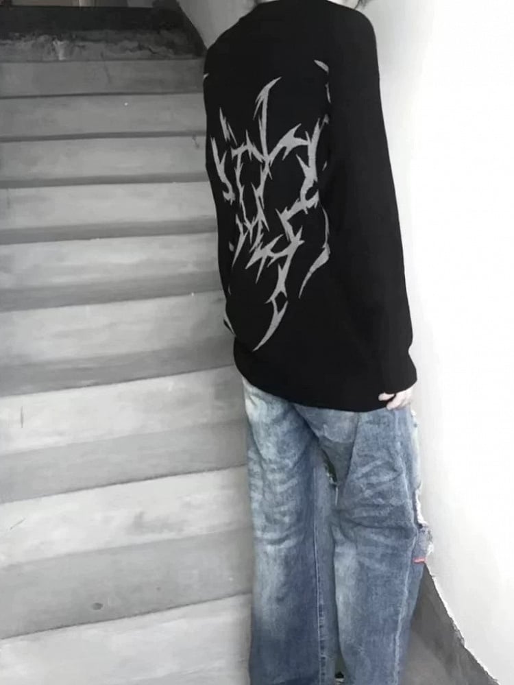 with Design Black Gothic Sweater Parasyte