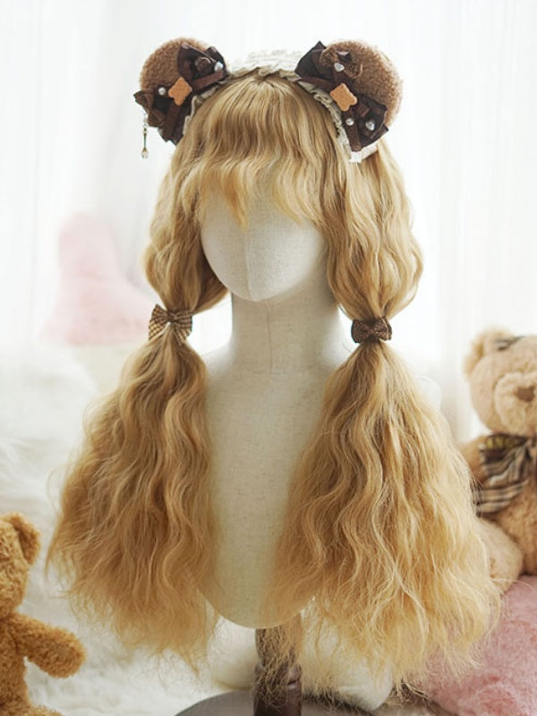 Blonde lange lockige Perücke mit Pony