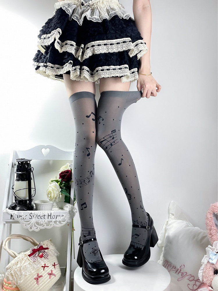 Lolita Musical Star (4 Note Colors) Print Stockings Style
