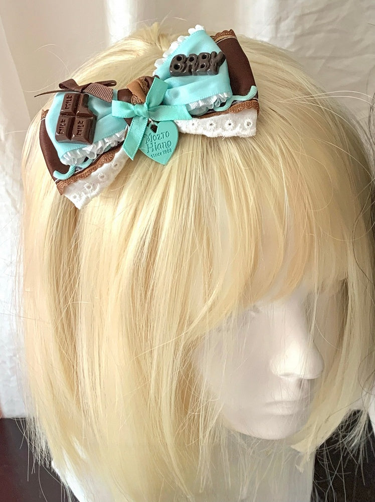 Set Colored Mint - Dreamy Hairclip Chocolate Bowknot