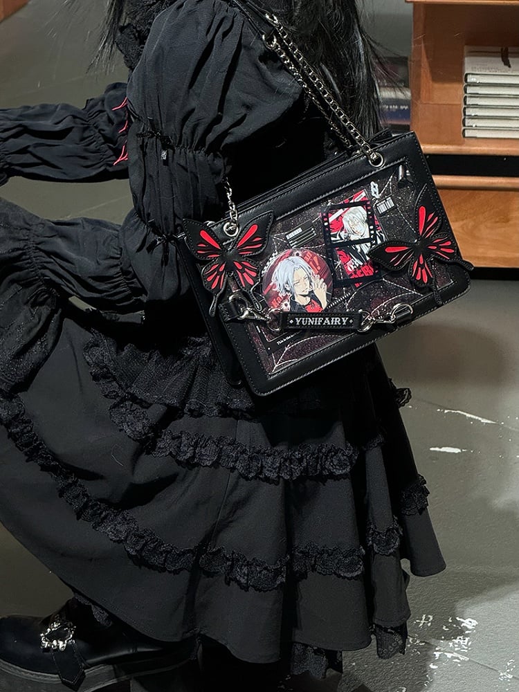 Ita Butterfly Red Shoulder Bag Details with Capacity and Gold – Spiderweb Small