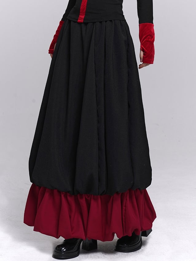 Black Bubble Skirt Gothic Red