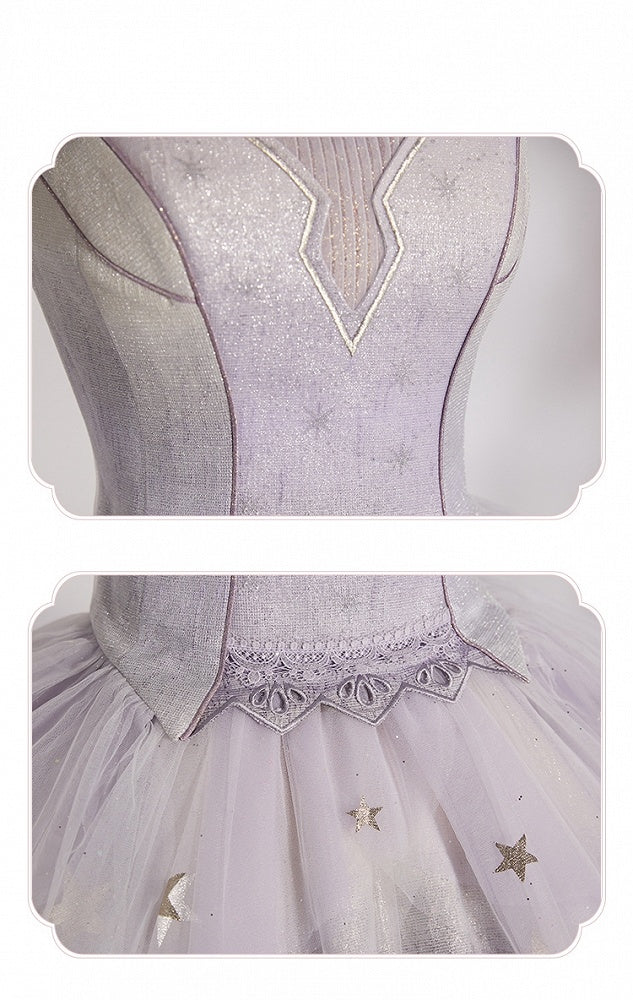 Star Dream Light Purple Sleeveless Top Stars High-low Skirt Set - Nikki Tomorrow