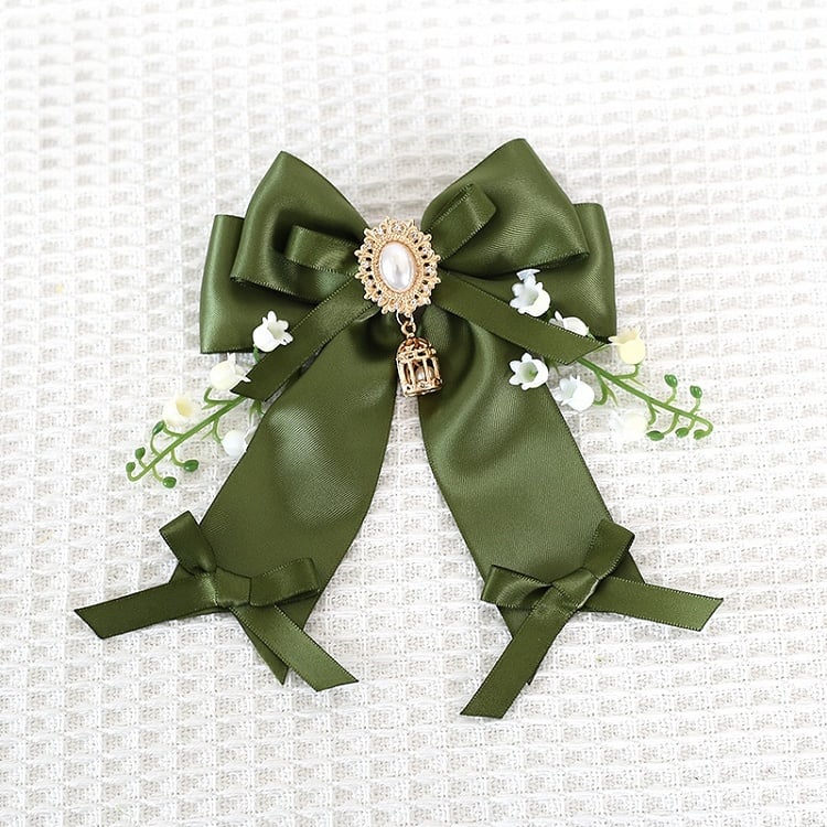 The Bowknot Lolita Hairclip Fresh Of Green Birdcage Lily With Valley Charm
