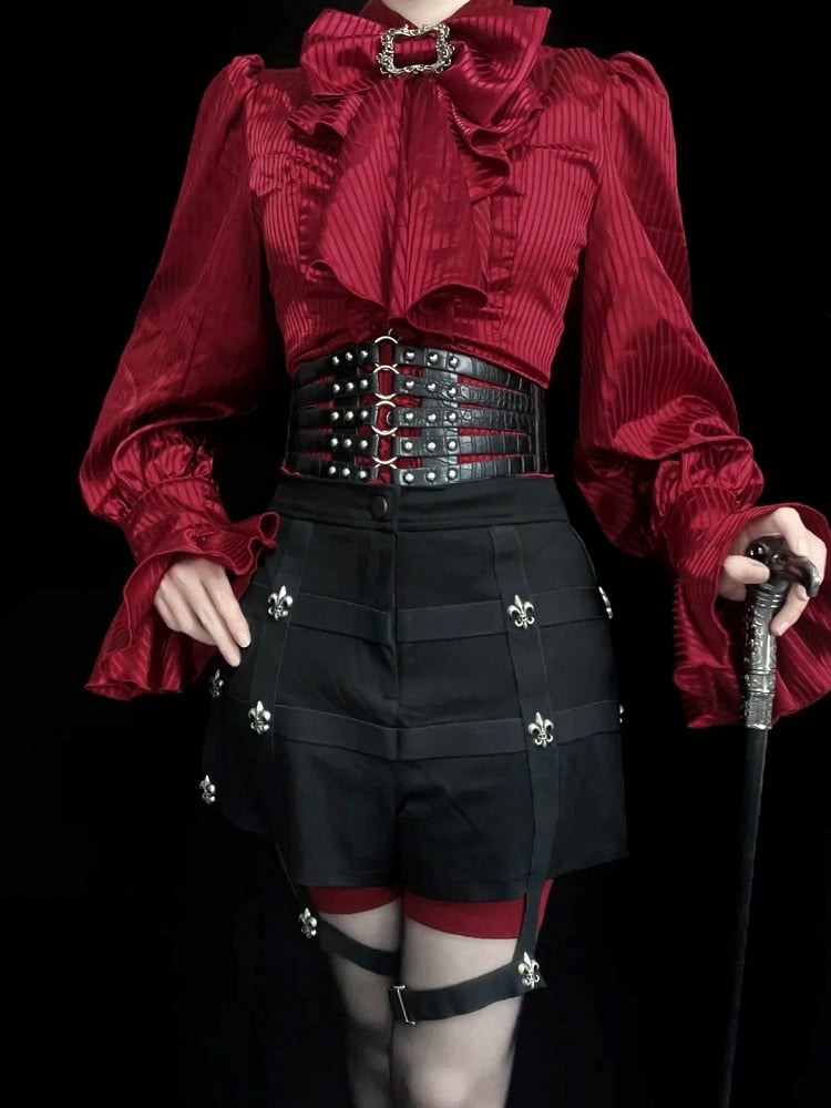 Bowtie Red with Ouji Jabot Lolita Shirt Sleeves Long