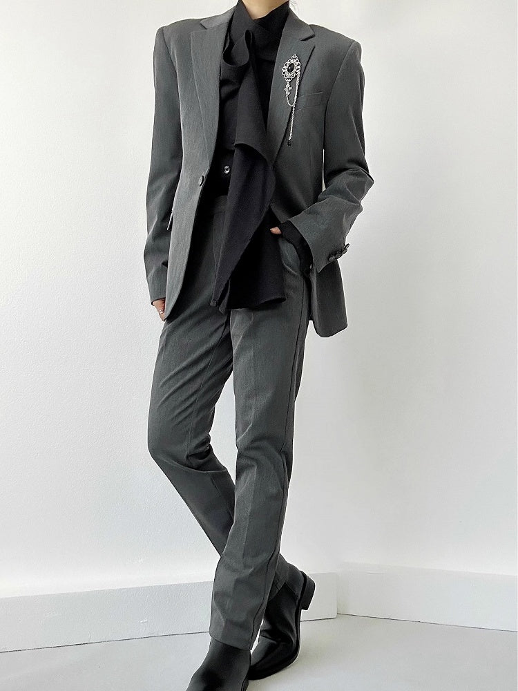 with Gray Ouji Shoulder Back Lolita Slit Blazer Pads Unisex