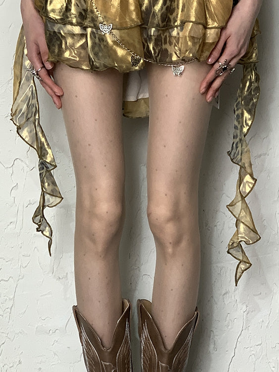 水玉模様のY2Kヌードタイツ