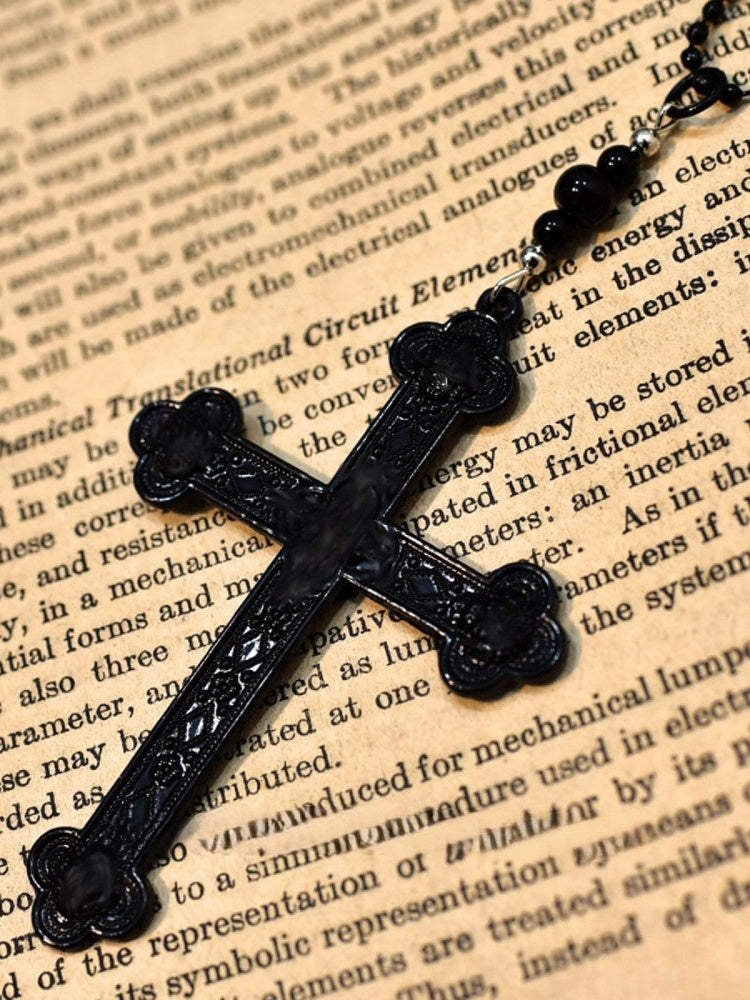 Cross Necklace Black Pendant