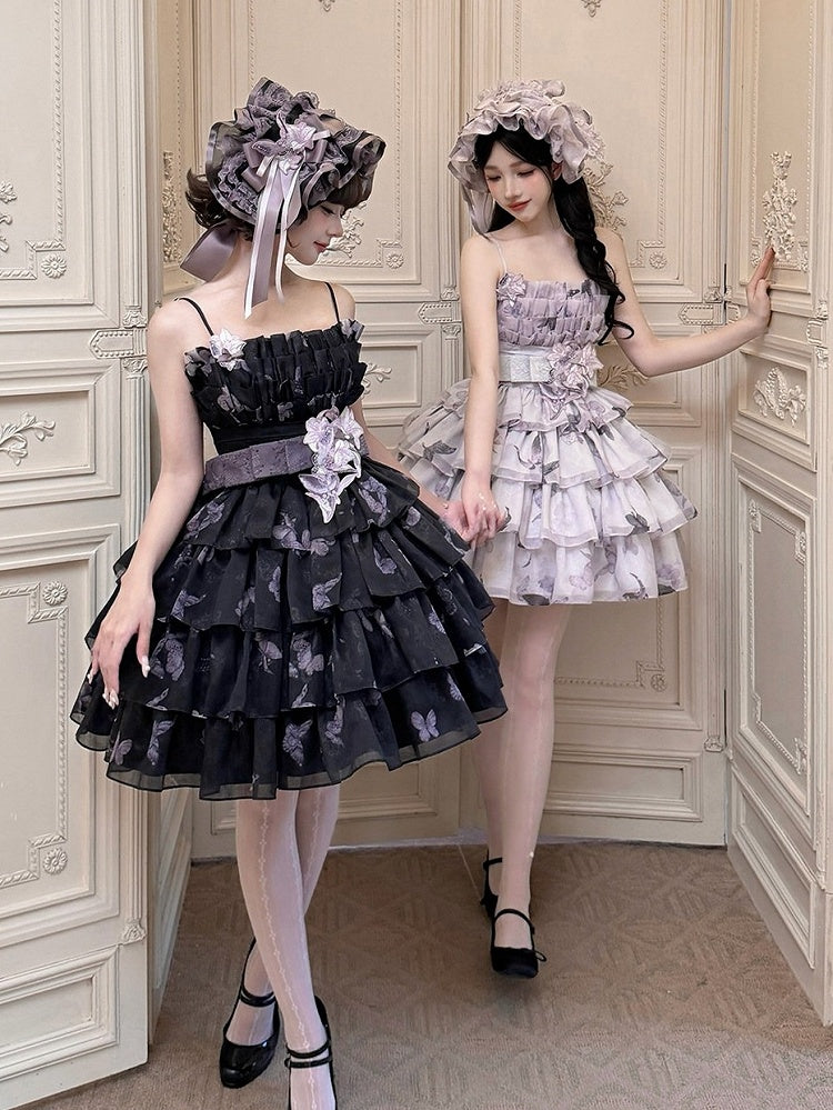 Violet Sweetheart Floral Stitched Layered JSK Gown - Yimu Walnut