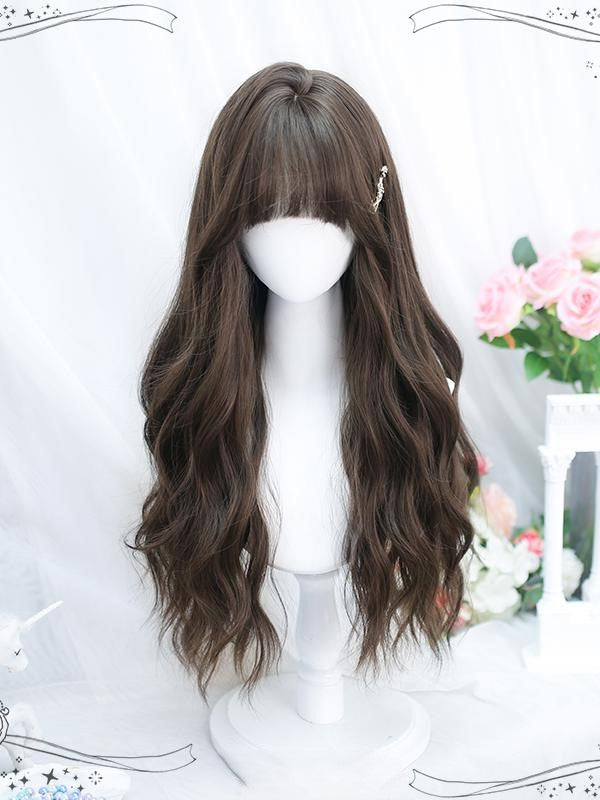 Wig With Black/Brown Long Bangs Wavy