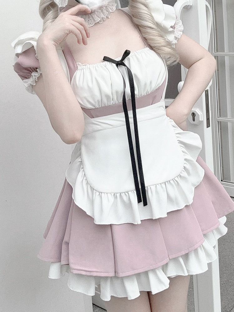 Pleats Set: Dress Style Dusty Pink Maid Kei Jirai Box