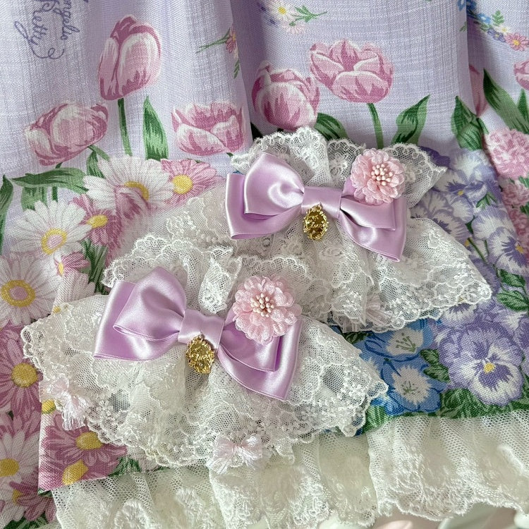 Rosa/Lila/Blau/Rot/Weiß Bowknot Design Handgelenk Manschetten Floral