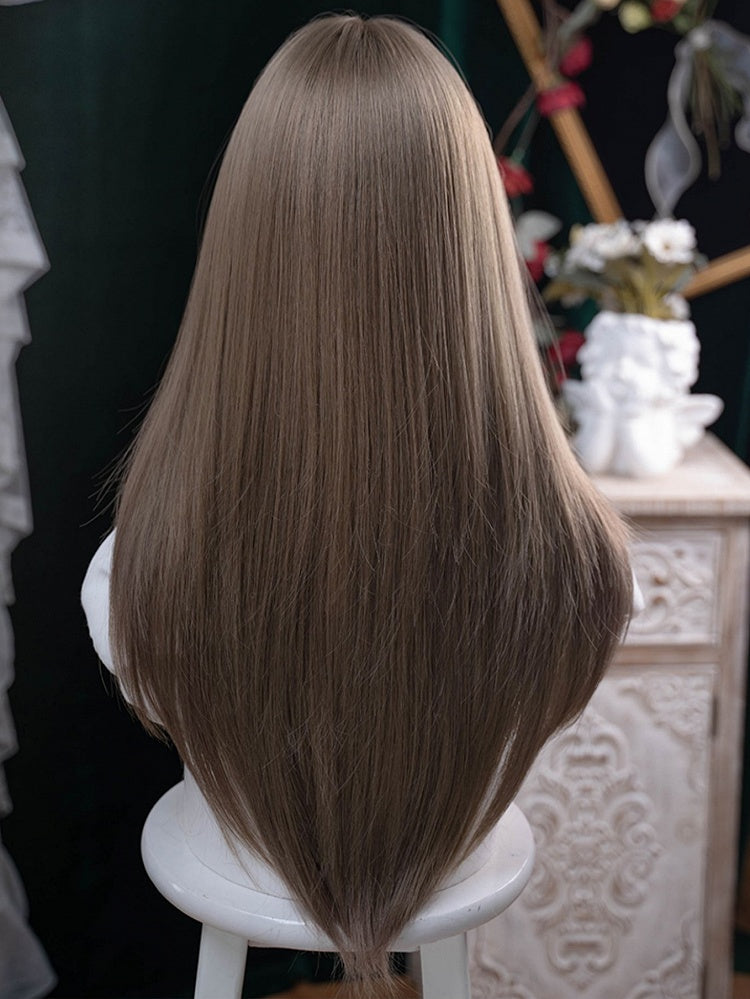 71cmストレートウィッグ ブラウン 前髪あり エア付き