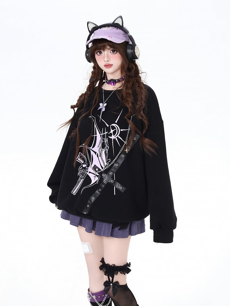 Y2K-Sweatshirt mit gekreuztem Fleecefutter