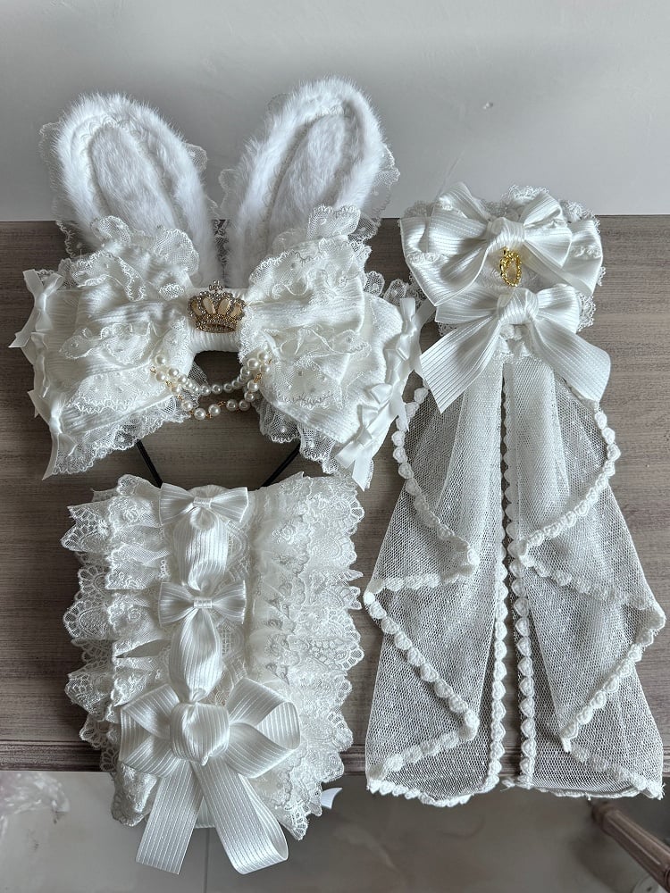 Gorgeous Hairband Hair Hairclip 4-Piece Set Heart-shaped Bow Ear - Rabbit Accessory + KC